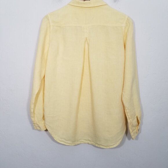Cloth & Stone Anthropologie 100% Linen Long Sleeve Button Down Shirts Yellow S - Picture 3 of 4